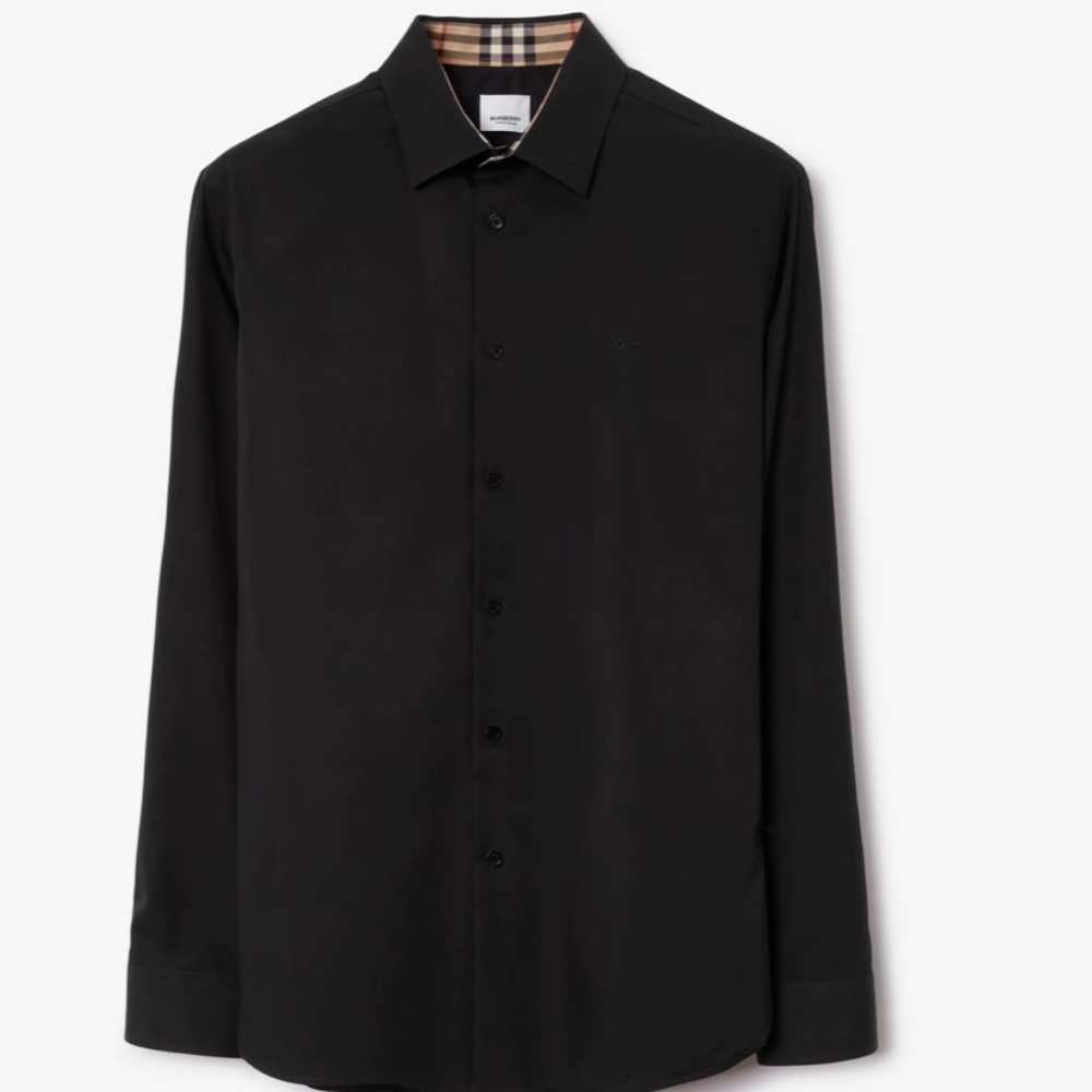 Size medium Burberry mens black printed long sleeve shirt
